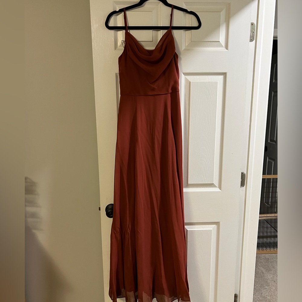 David’s bridal cowl neck chiffon dress